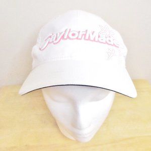 Taylor Made Golf Women's Baseball Cap/Hat, White w/Pink Embroidery, Adjustable